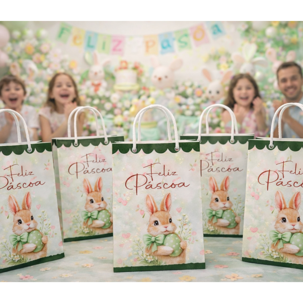ENVIO RÁPIDO - PEGUE E MONTE Sacolinha Festa Páscoa - Sacola Presente Lembrancinha - para montar em Oferta na Shopee