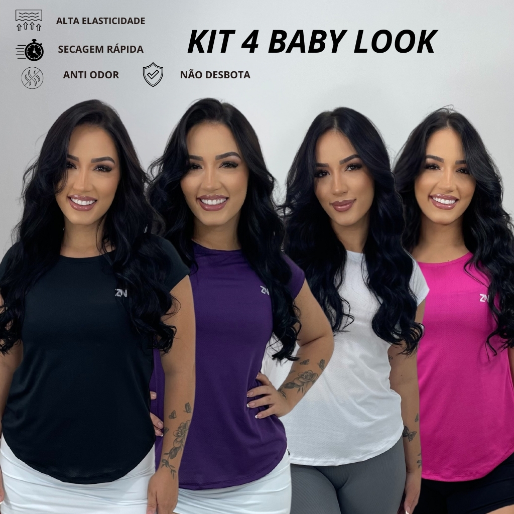 KIT 4 Camisa Academia Dry Fit Blusa feminina Furadinha Fitness Confortável Musculação Corrida Mais UNIDADE
