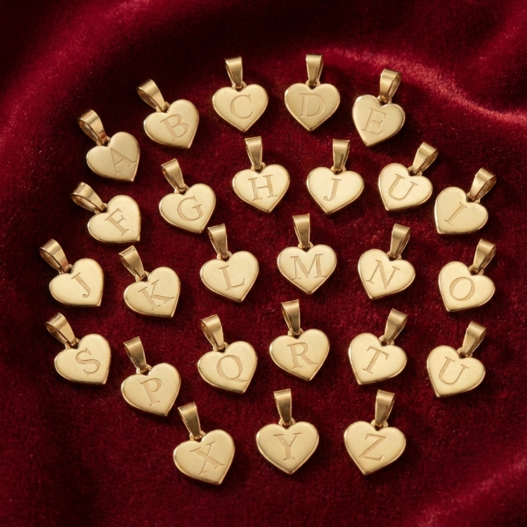 | SEMI JOIA | Pingente de Letras Inicial Mini Letra Coração Banhado em Ouro Legítimo 18k