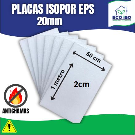 PLACAS DE ISOPOR EPS ANTI CHAMAS COM 20 MM (2 CM) 100CM X 50CM em Oferta na Shopee