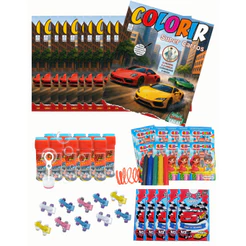 Kit 10 Bolhas sabão + 10 Livro Colorir + 10 Giz de Cera + 10 Brinquedos + 10 Jogo da Memória lembrancinhas de aniversari
