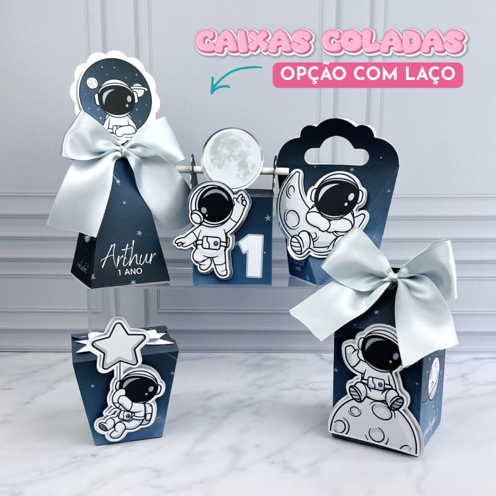 Kit Caixas Lembrancinhas Personalizadas Astronauta | Caixinhas para Festa Infantil | Aniversário- FAZEMOS TODOS OS TEMAS