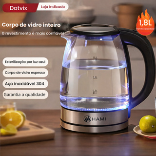 Chaleira Elétrica de Vidro 1.8L – Fervura Rápida, Design Moderno e Portátil em Oferta na Shopee