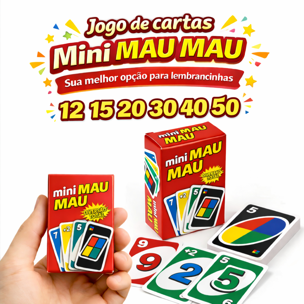 KIT 12/15/20/30/40/50  LEMBRANCINHA MINI MAU MAU  JOGO DE CARTAS / FESTA INFANTIL/PRENDA FESTAS ANIVERSARIO FESTA JUNINA em Oferta na Shopee