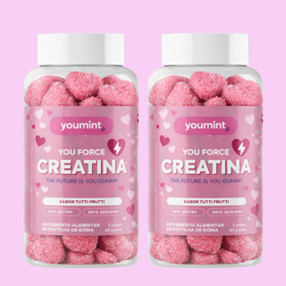Kit 2 Creatina Gummy Youmint Tutti Frutti 120 Gomas Suplemento Recuperação Força Academia Esportiva