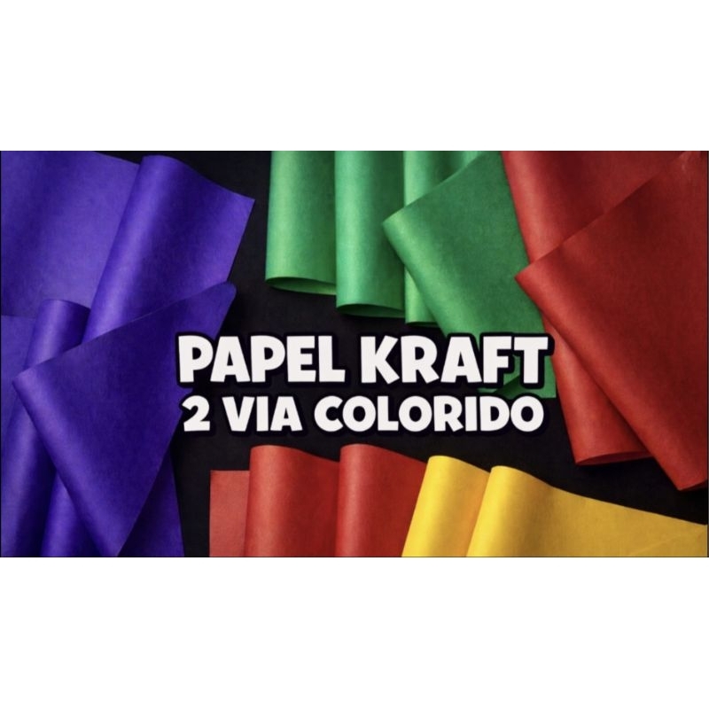 Papel Kraft 2° Via Engomado 30 grs Coloridos 50x70 - pct 50 Unidades , Para Embalagens ,Cestas etc..