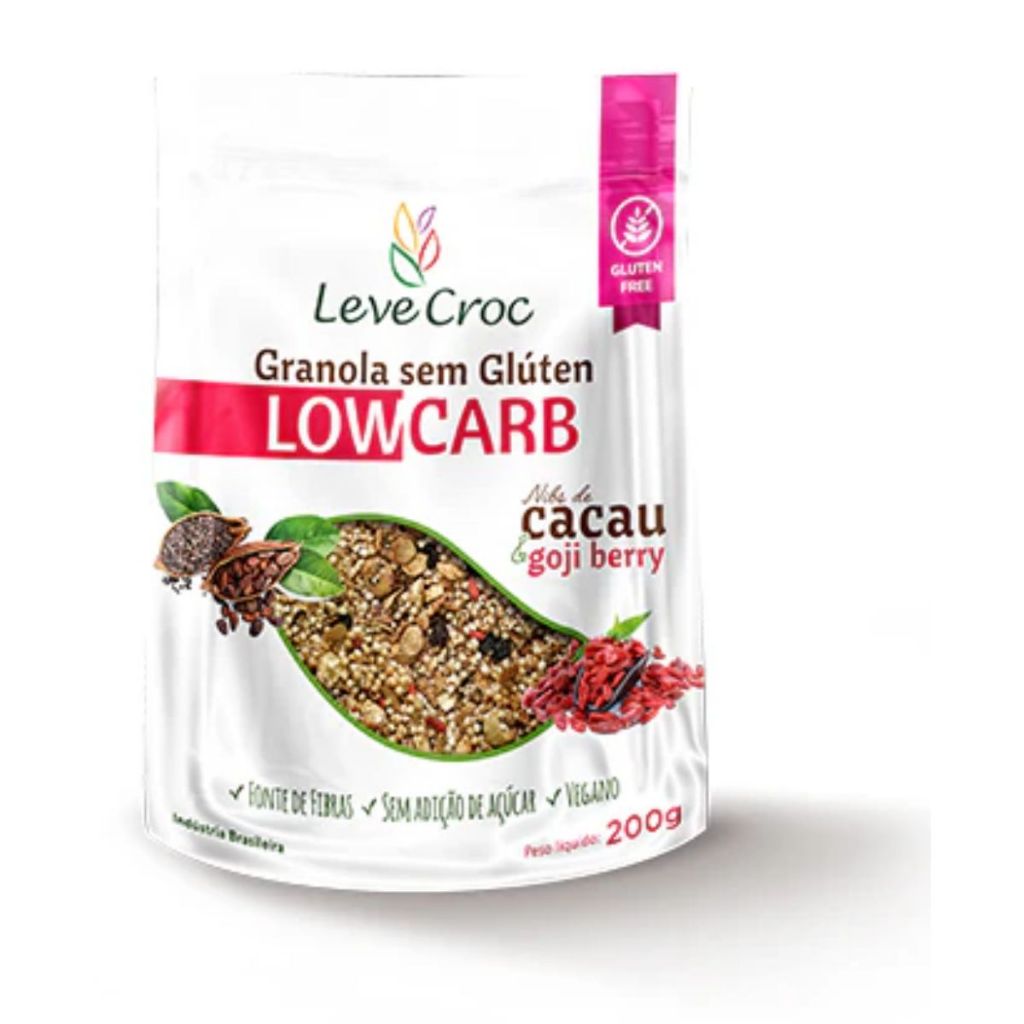 GRANOLA LEVE CROC LOW CARB NIBS DE CACAU E GOJI BERRY 200G