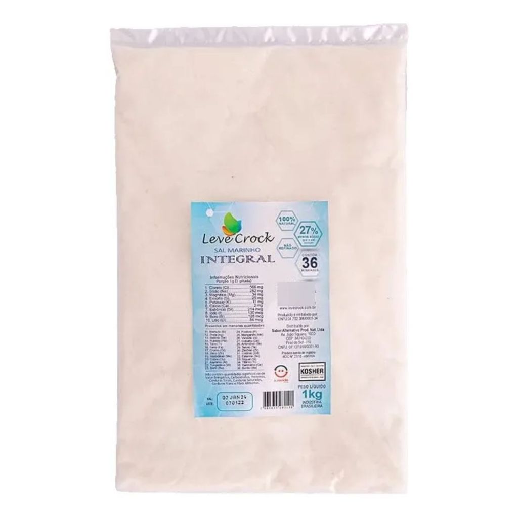 Sal Marinho Leve Croc Integral Natural Sem Glúten Pacote 1kg