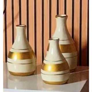 Trio 3 Vasos Cerâmica Enfeite Decorativo Centro De Mesa Sala rack sala em Oferta na Shopee