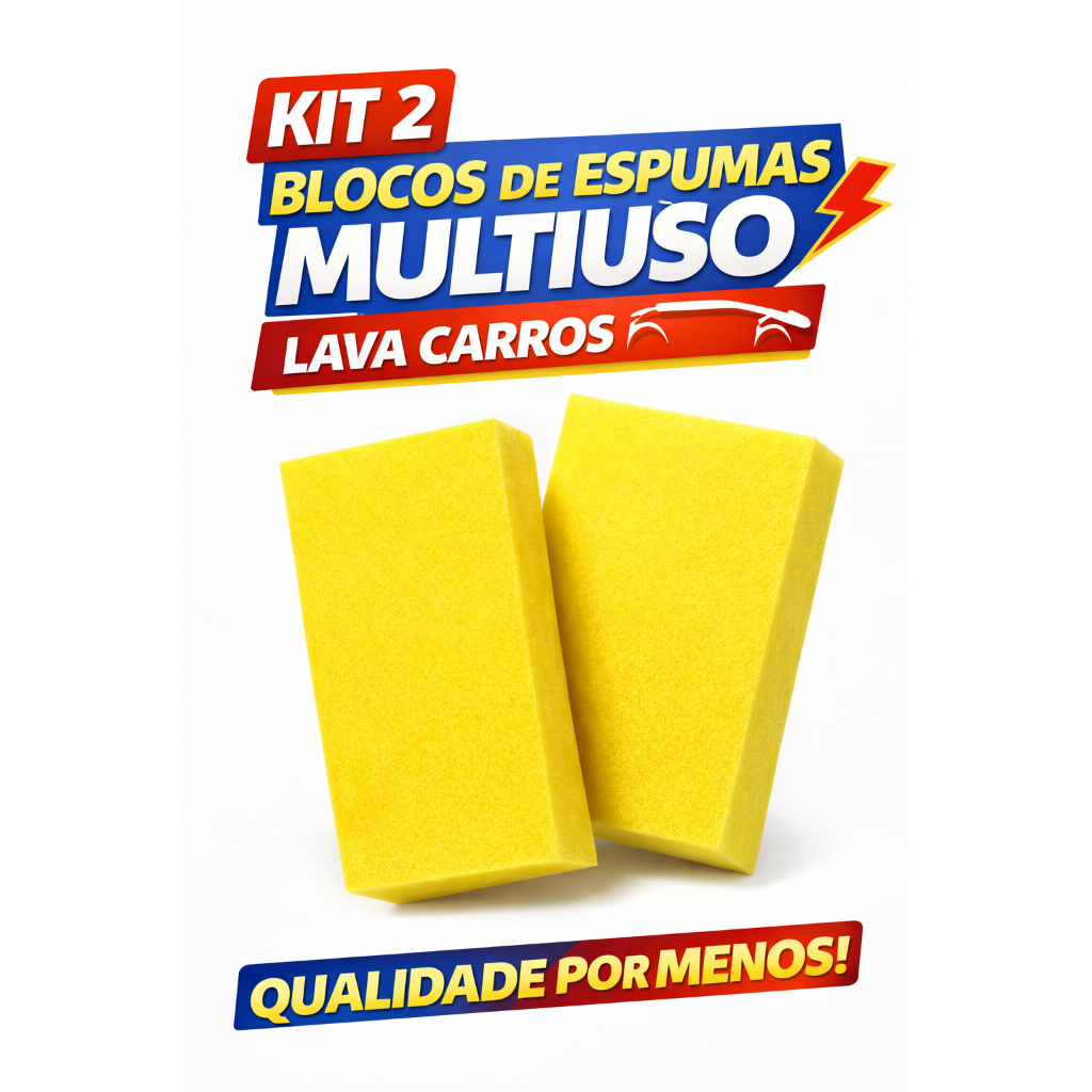 2 Blocos de Espuma Esponja Multiuso Lavacar Automóveis Rejunte Piso Geral Limpeza em Oferta na Shopee
