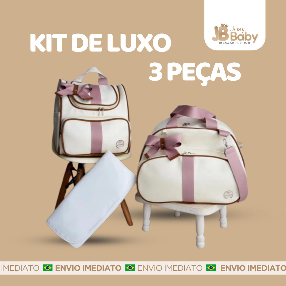 Kit Bolsa Maternidade 3 peças Kit de Luxo com mochila versátil 2 em 1, para bebê Menino/Menina