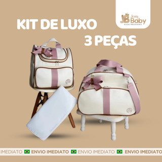 Kit Bolsa Maternidade 3 peças Kit de Luxo com mochila versátil 2 em 1, para bebê Menino/Menina
