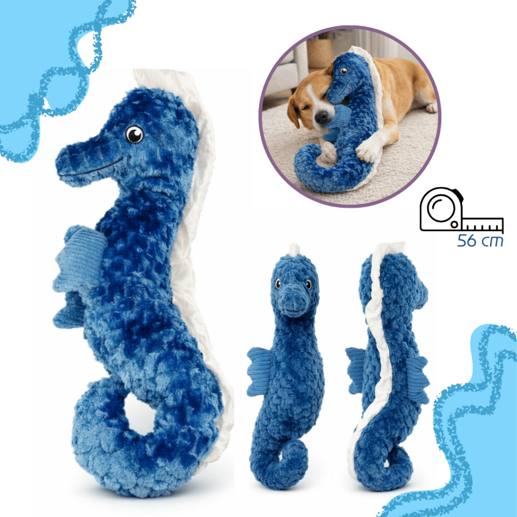 Brinquedo Pelúcia Cavalo Marinho Gigante 56cm Para Cachorro Mordedor Pet Macio Interativo