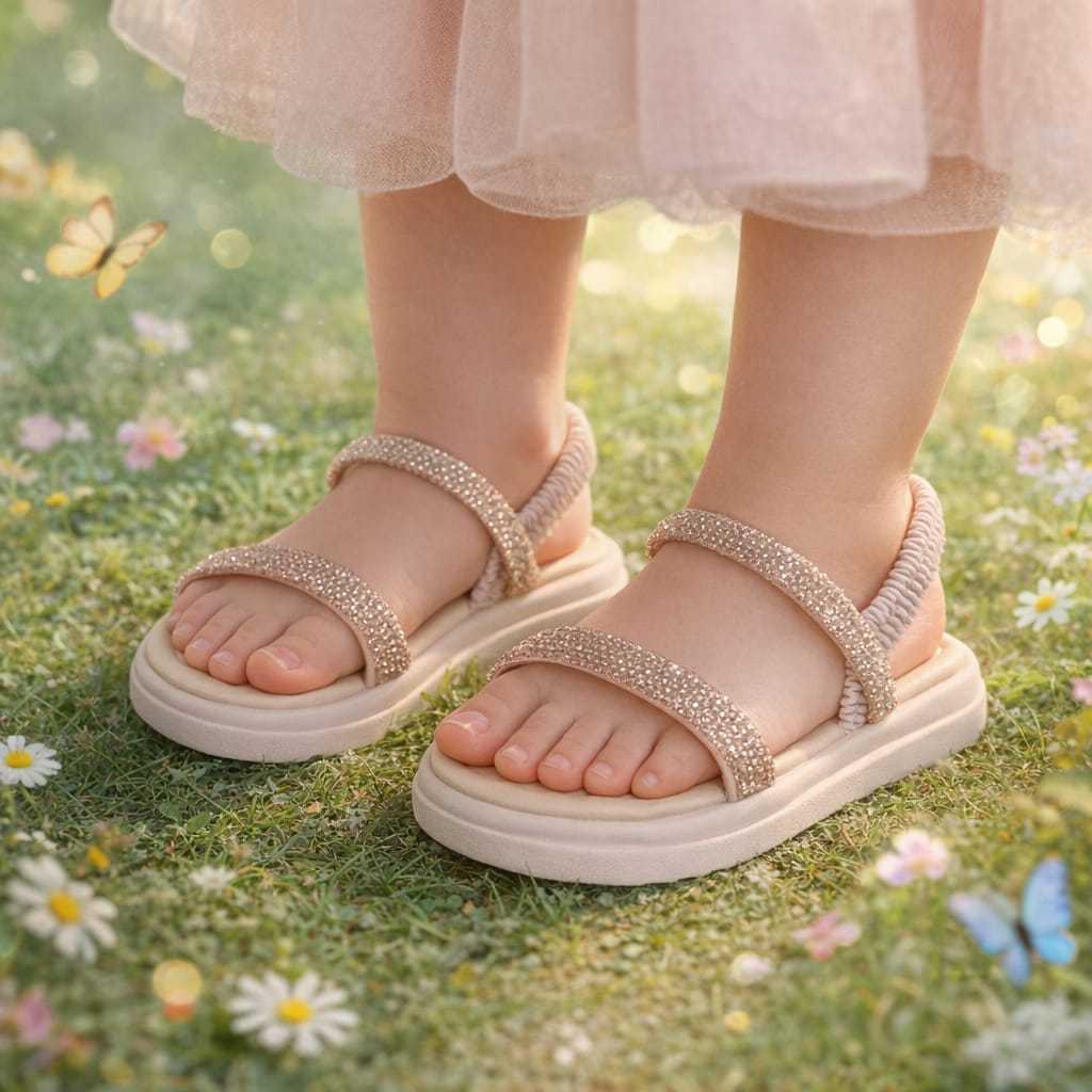 Sandália Infantil menina nude bege com Strass Brilho Confortável Festa Casual Numeração 20 ao 27 em Oferta na Shopee