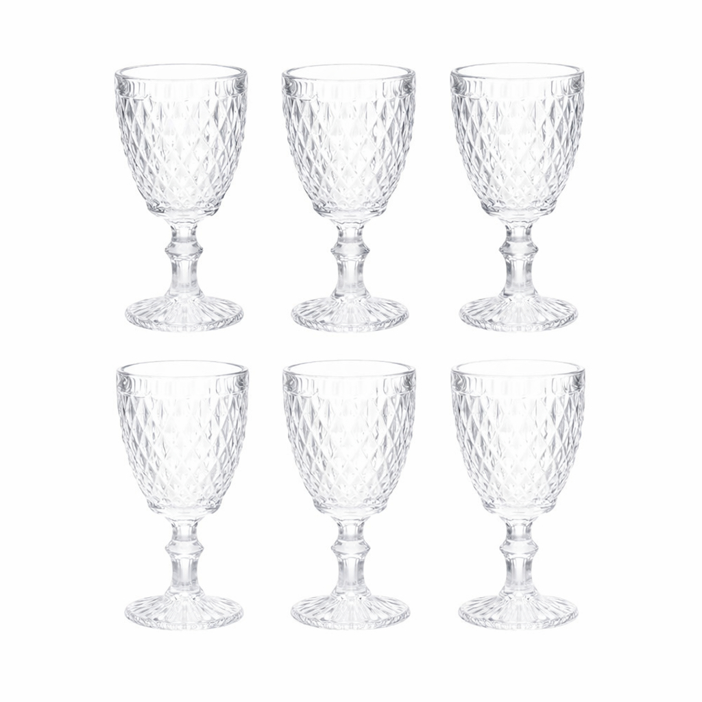 Jogo 6 Taças Vidro 300ml Bico de Abacaxi Copo Taça Elegante para Água Suco Bebidas em Oferta na Shopee