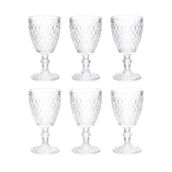 Jogo 6 Taças Vidro 300ml Bico de Abacaxi Copo Taça Elegante para Água Suco Bebidas
