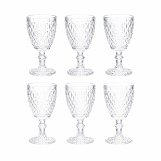 Jogo 6 Taças Vidro 300ml Bico de Abacaxi Copo Taça Elegante para Água Suco Bebidas em Oferta na Shopee