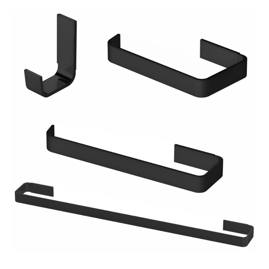 Kit Acessórios para Banheiro Quadri 4 Peças Preto Fosco – Porta Toalha, Porta Papel e Cabide em Oferta na Shopee