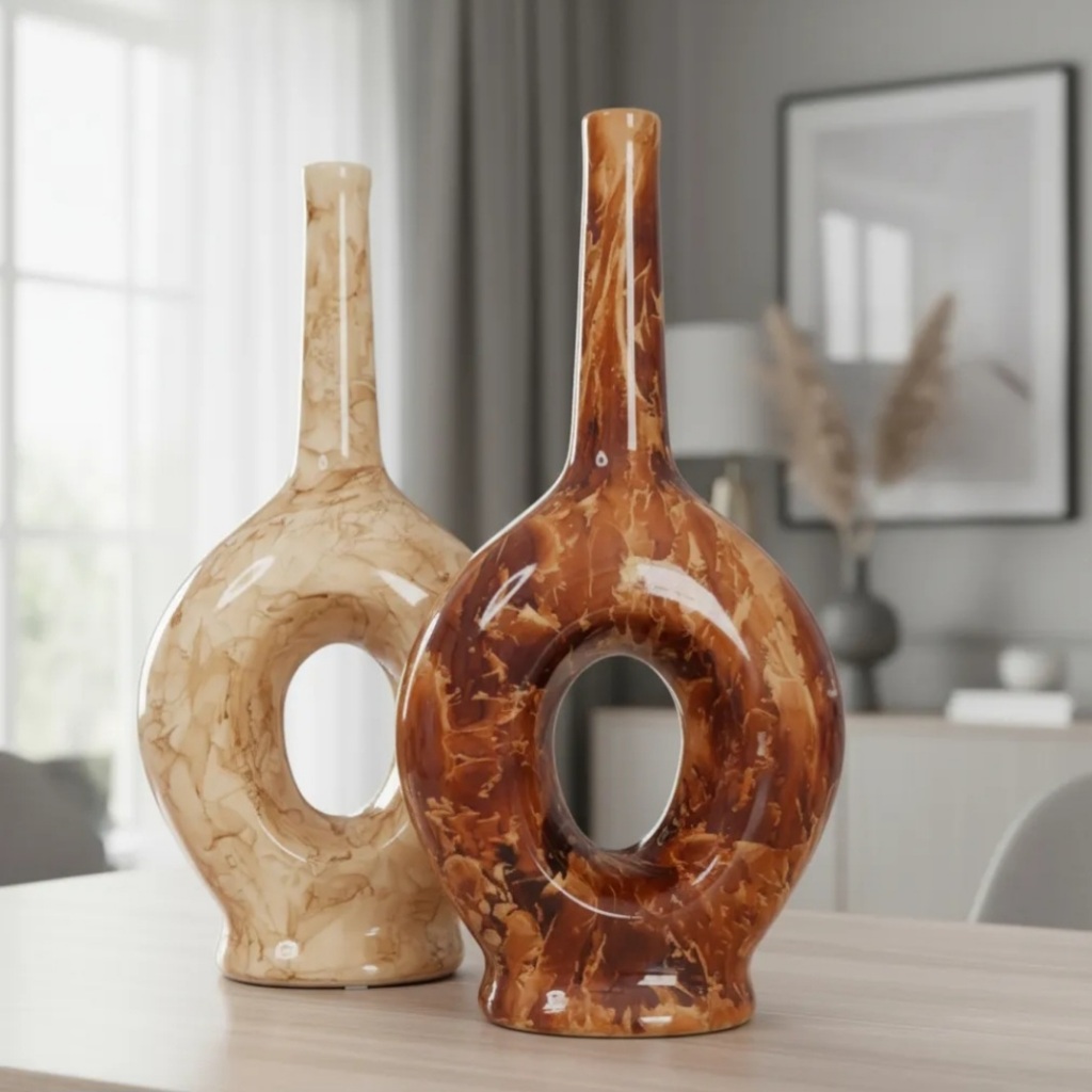 Garrafa decorativa grande em cerâmica estampa mármore luxo em Oferta na Shopee