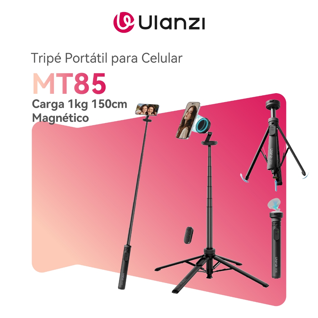 ULANZI MT85 Tripé Magnético MagSafe 1,5m Base 4 Pernas Estabilizadora Controle Bluetooth iPhone em Oferta na Shopee