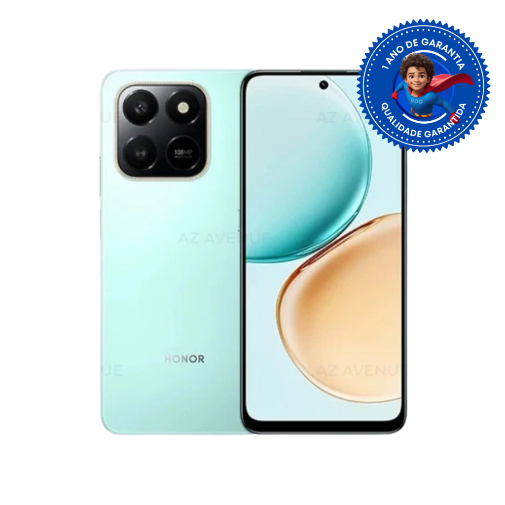 Smartphone Honor X7b 5G 256GB 8GB RAM Tela 90Hz e Bateria de Longa Duração – Azul Ciano