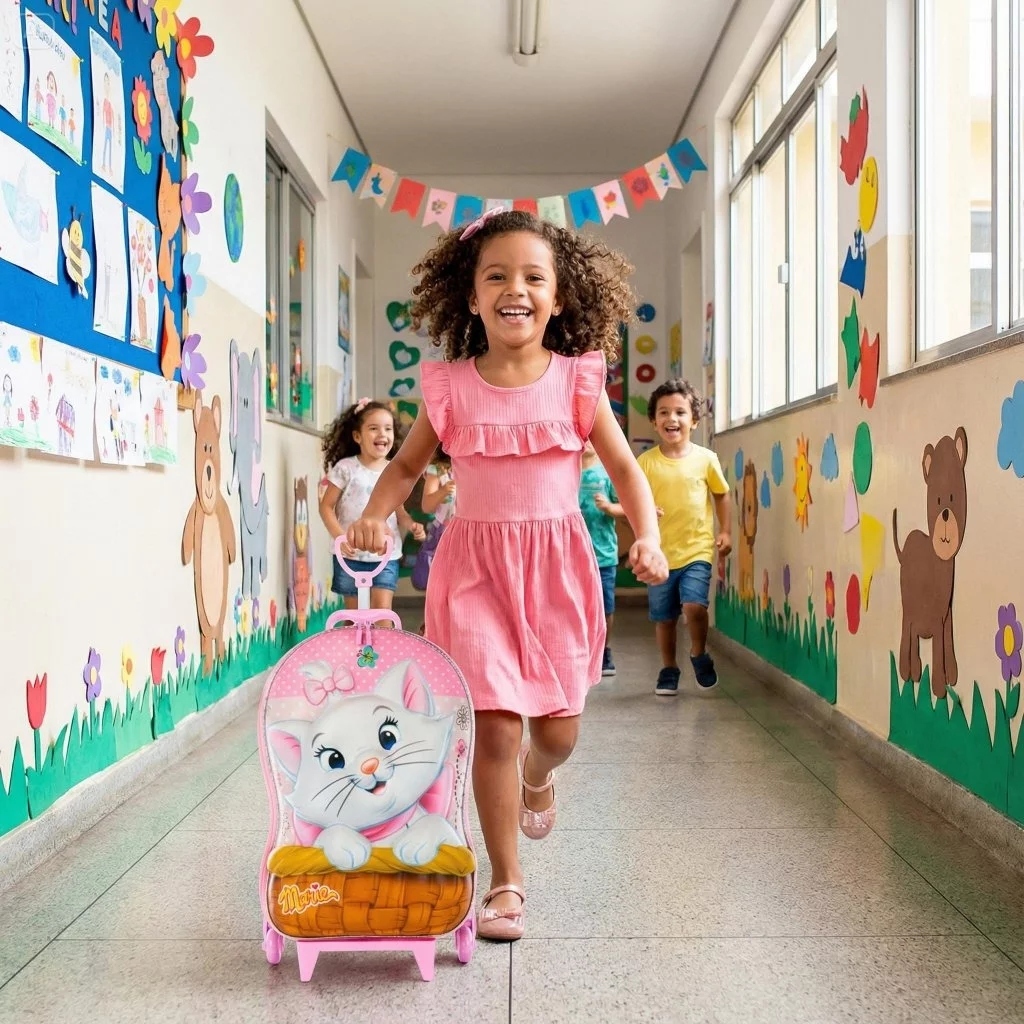 Mala Infantil Barbie Roupa Mochila Personagem Rosa Material Rodinha Bolsa Asa Bagagem Viagem Leva