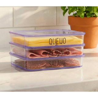 Porta Frios com Tampa Hermético Queijo Presunto Organizadores Cozinha em Oferta na Shopee