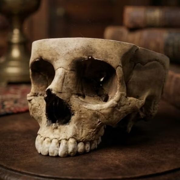 Crânio Humano Anatômico Realista | Caveira Decorativa Gótica Halloween Escultura 3D