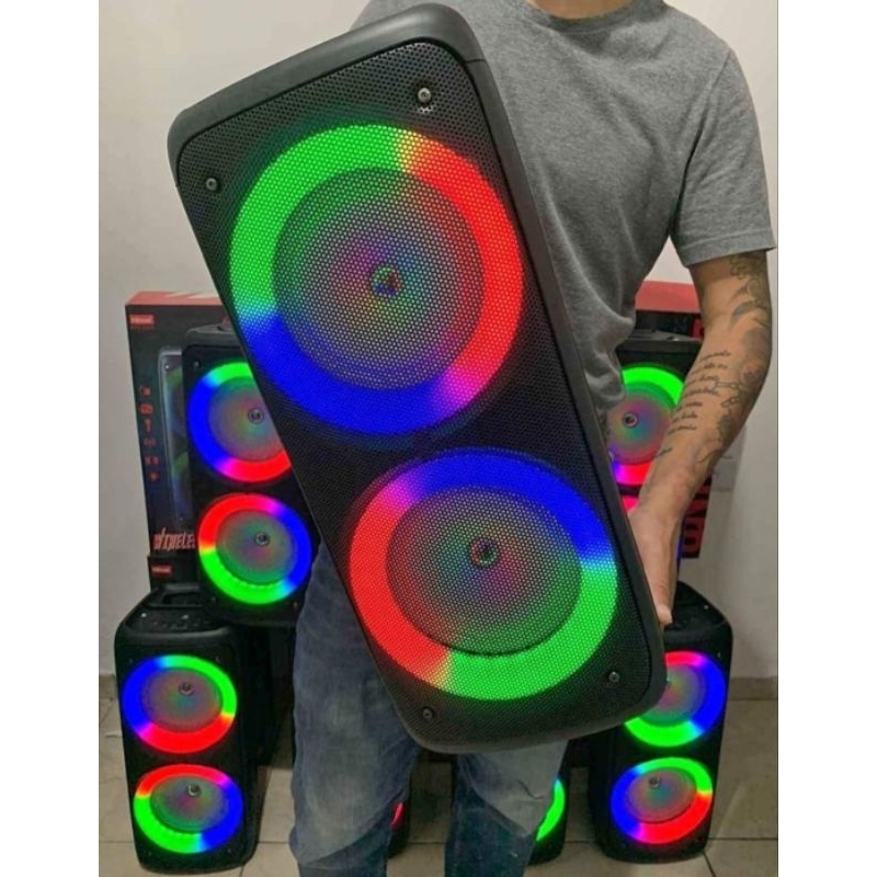 mega caixa de som potente amplificada 55cm de altura 400w com entrada microfone Bluetooth Rádio Pendrive,tws,leds,karaok