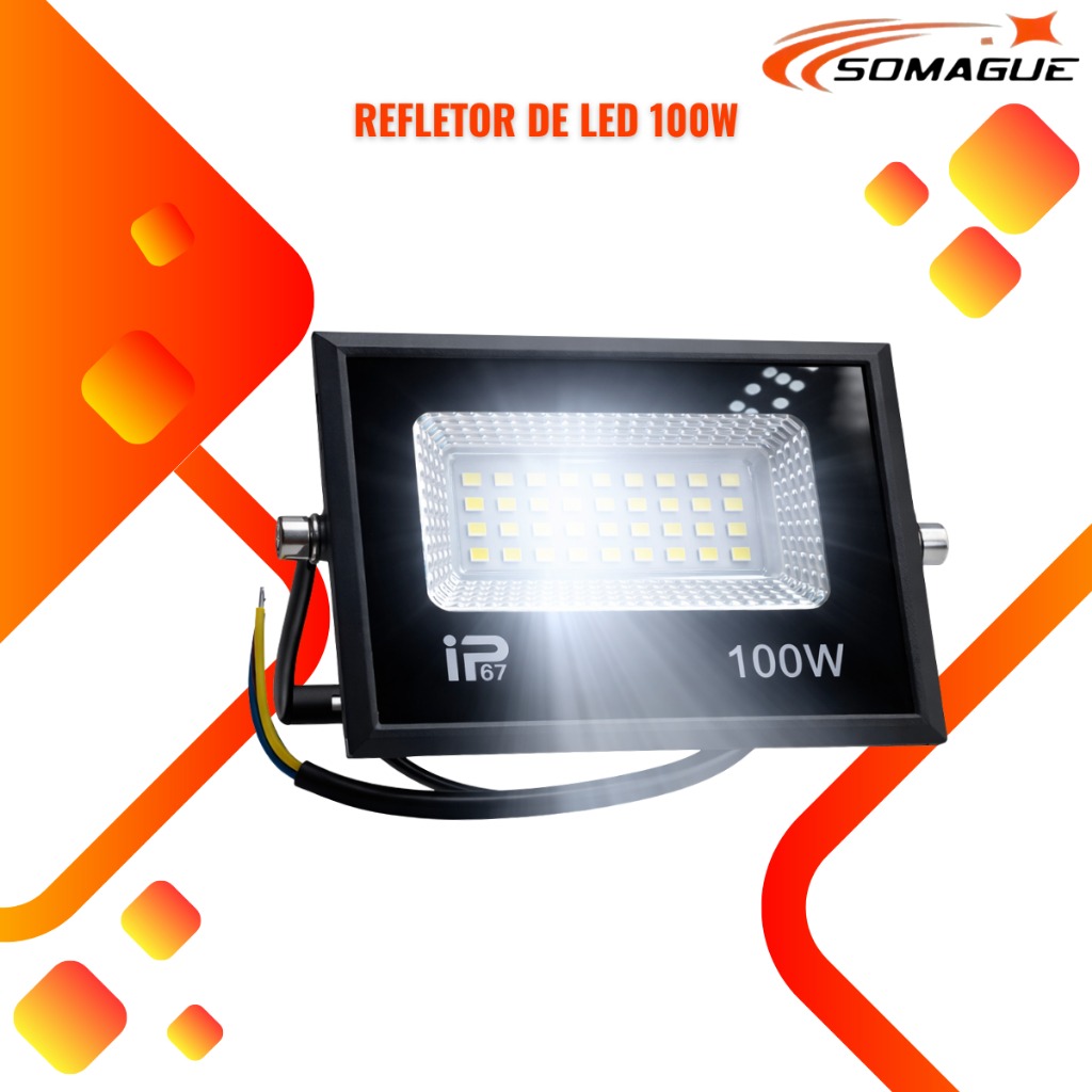 Refletor Led 100w Holofote bivolt Prova Dágua Ip66 Branco Frio 6000K