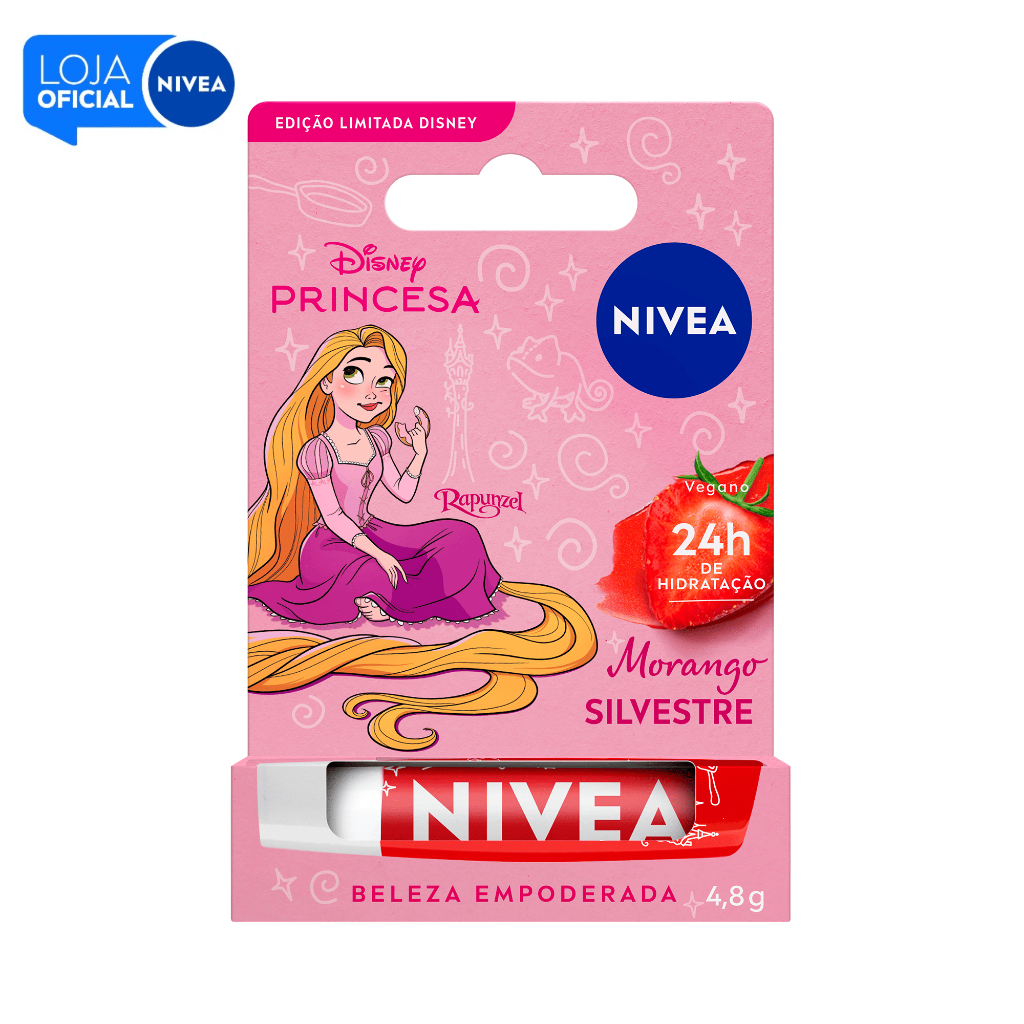 NIVEA Hidratante Labial Morango Silvestre Ed. Limitada Rapunzel Disney® Princesa 4,8g