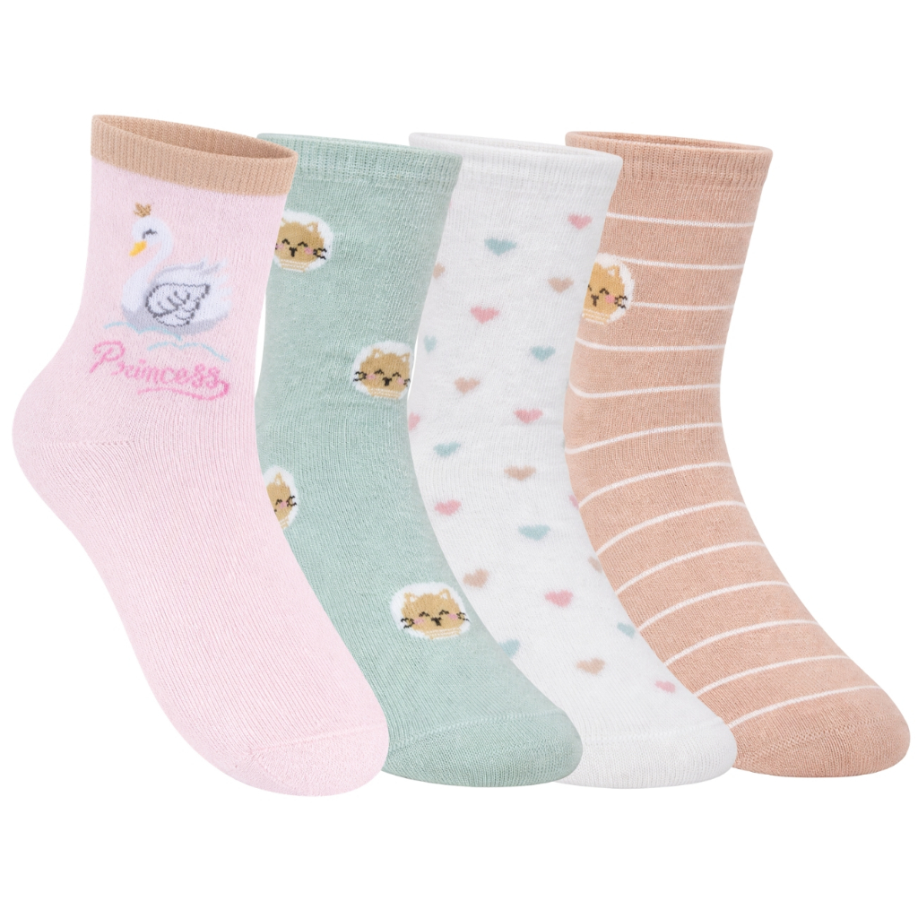 Kit 4x Pares Meias Infantil Divertida Menina - Selene
