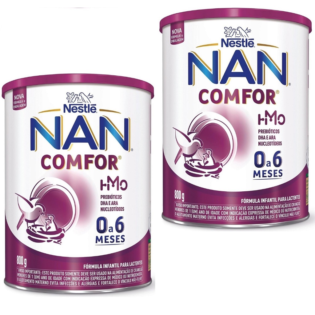 Kit 2 Latas NAN Comfor 0 a 6 Meses 800g cada (ROXO) EQ.1 em Oferta na Shopee