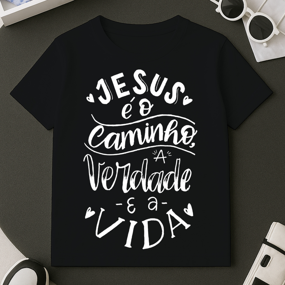 Camiseta Estampada Jesus Frase T-shirt Blusa 100% Algodão Premium Masculino Do Tamanho 2 ao GG