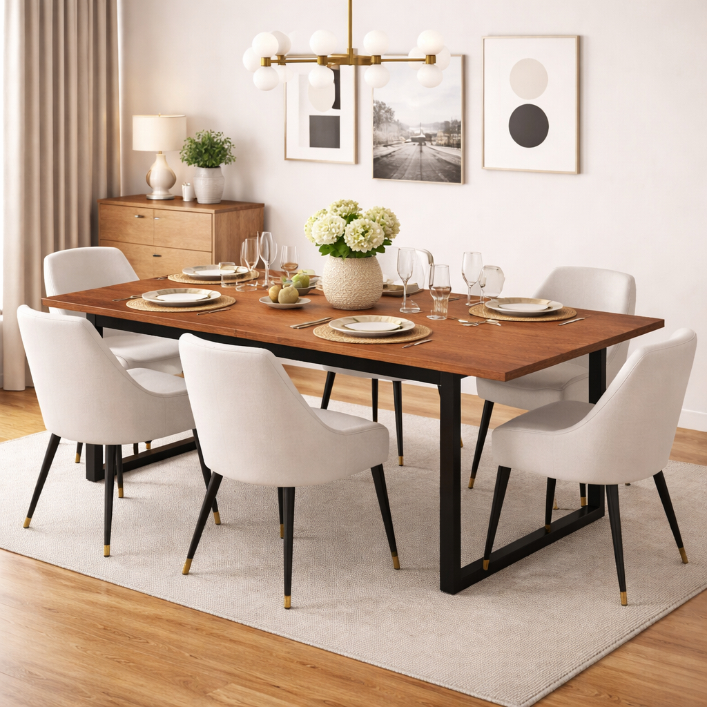 Mesa de Jantar Industrial 190cm Para 6 Lugares Área Gourmet Varanda
