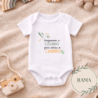 Body Bebê 100% Algodão “Preparem o colinho pois estou a caminho”| revelação gravidez surpresa manga curta e manga longa em Oferta na Shopee