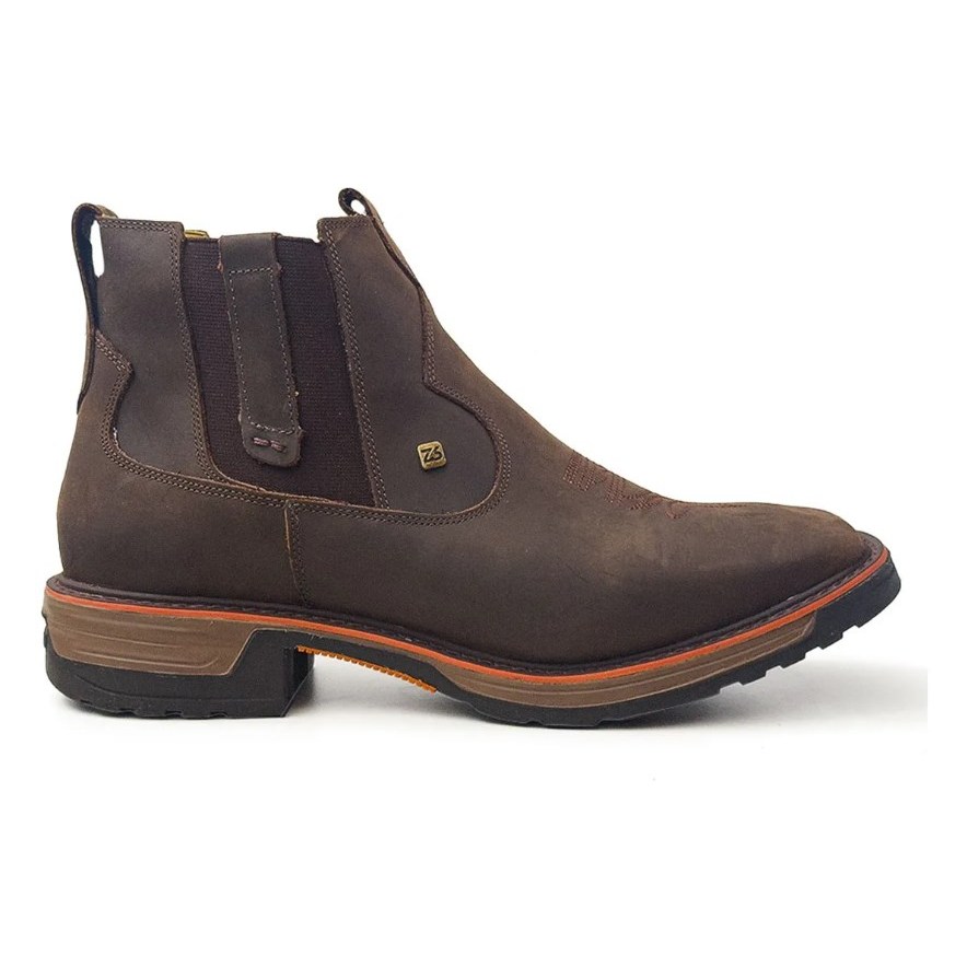 Botina Texana Zebu Jump 93010 Couro Café Costurada Masculina Conforto e Estilo