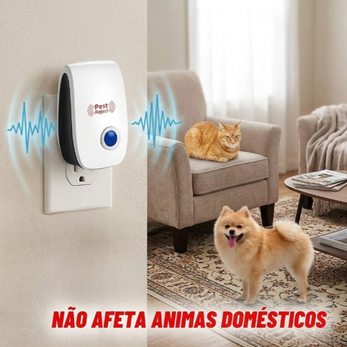 Repelente Eletrônico Ultrassônico Mosca Pernilongos Baratas Morcegos repele e Espanta Ratos bivolt