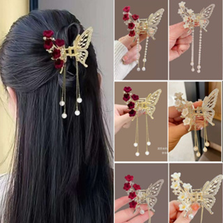 Presilha De Cabelo Feminina Dourada Com Borla De Borboleta Em Liga moda em Oferta na Shopee