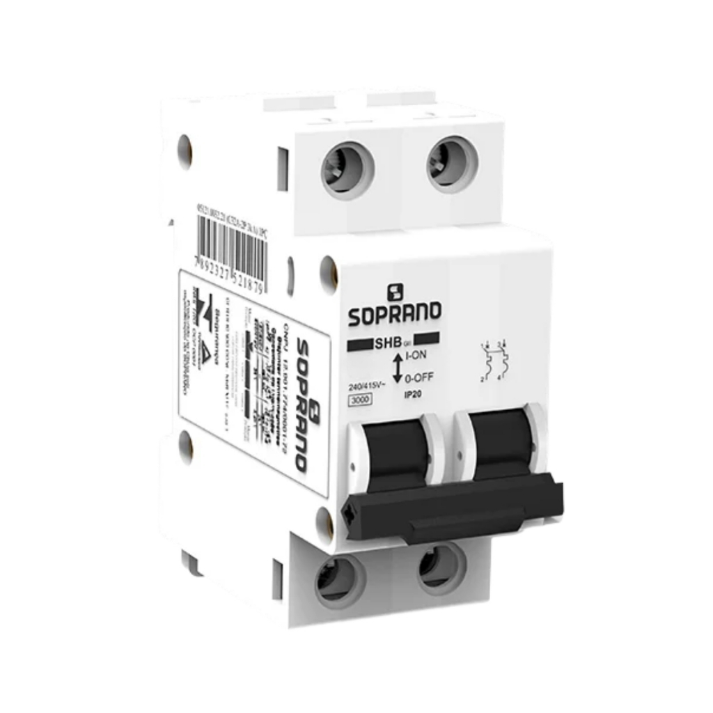 Disjuntor Residencial Shb-GII GIII Bipolar Duplo Soprano 2P 6A 10A 16A 20A 25A 32A 40A 50A 63A 70A