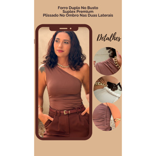 Body Feminino Um Ombro Mula Manca Suplex com Franzido | Body Modelador com Forro Duplo em Oferta na Shopee