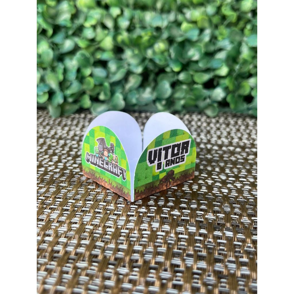 Forminha de doce brigadeiro Personalizada Minecraft - 4 pétalas - Festa de aniversário decoração minecraft