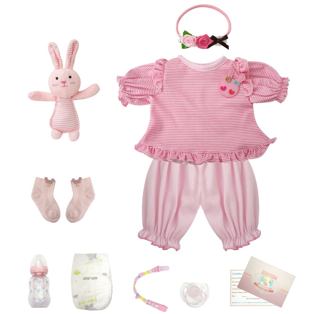 Bebê Reborn 48cm Boneca 100% Silicone Realista Menina com Olhos Fechados Brastoy — imagem 2 de 2