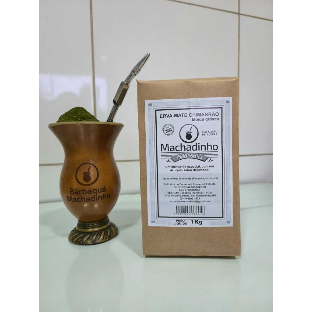 kit 2 kg Erva-mate chimarrão Machadinho moída grossa defumada EMBALADA A VÁCUO