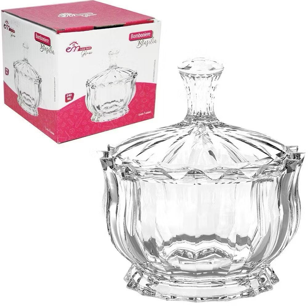 bomboniere Baleiro Armazenamento de doces de vidro Bomboniere Switche Furta Cor 255ml/ Transparente 240ml