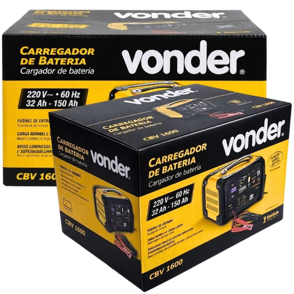 Carregador De Bateria CBV1600 32Ah 150Ah Utilizada Em Carro, Caminhão E Trator Profissional Vonder