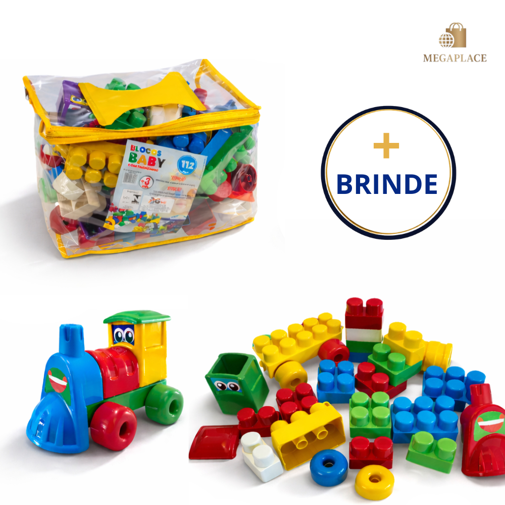 Blocos Educativos de Montar com trenzinhos - 112 Peças Coloridas e Didáticas para Crianças em Oferta na Shopee