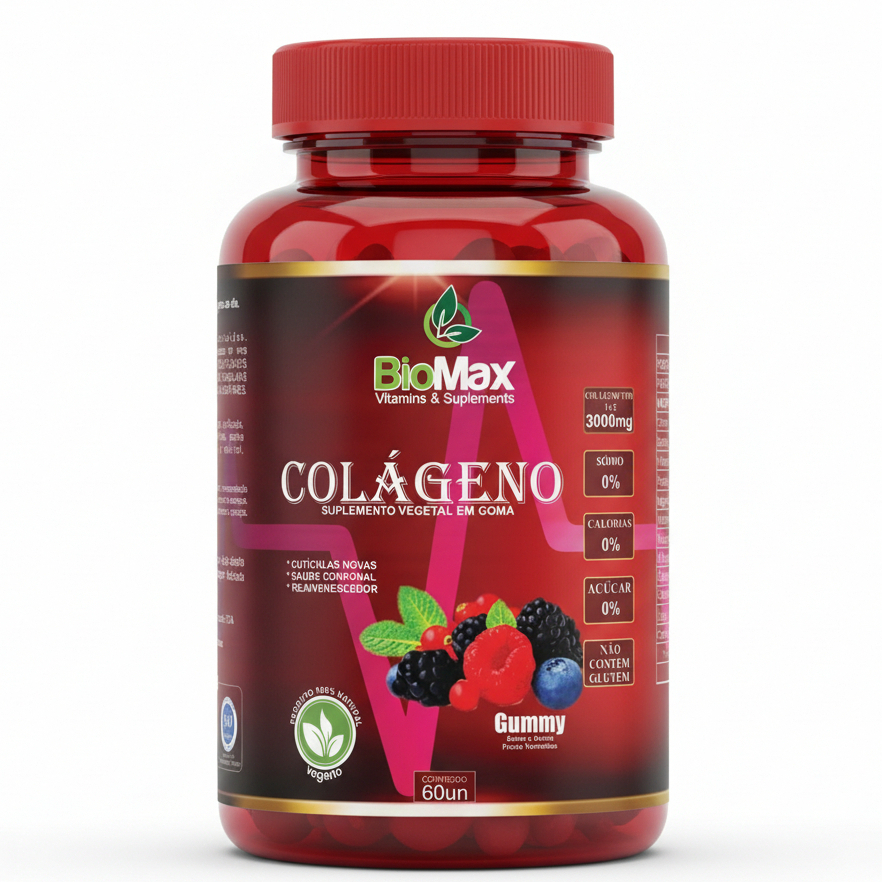 COLÁGELO TIPO 2 + BIOTINA + VITAMINAS B12, C E, POTÁSSIO EM GOMA 60UN
