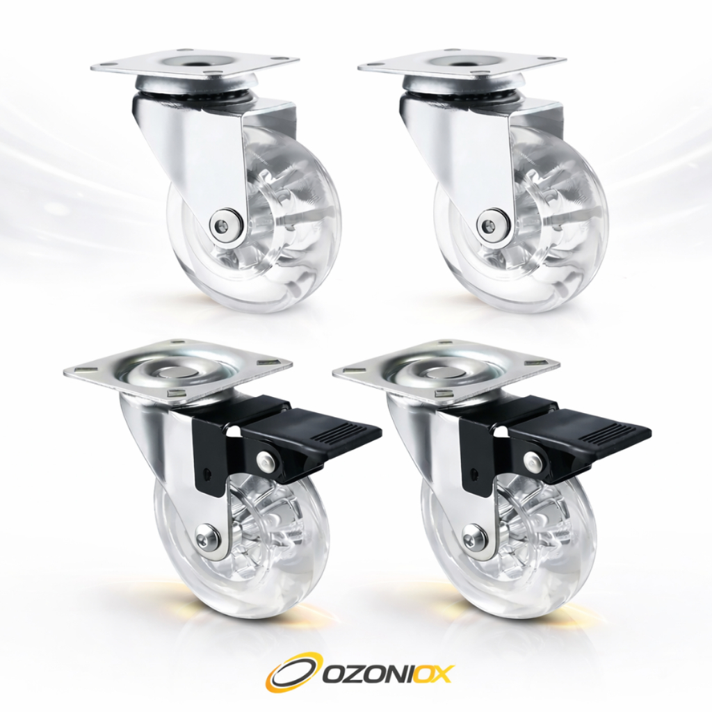 Kit 4 Rodízios Rodinha Silicone Giratório 50MM  2 Com Freio e 2 Sem Freio em Oferta na Shopee