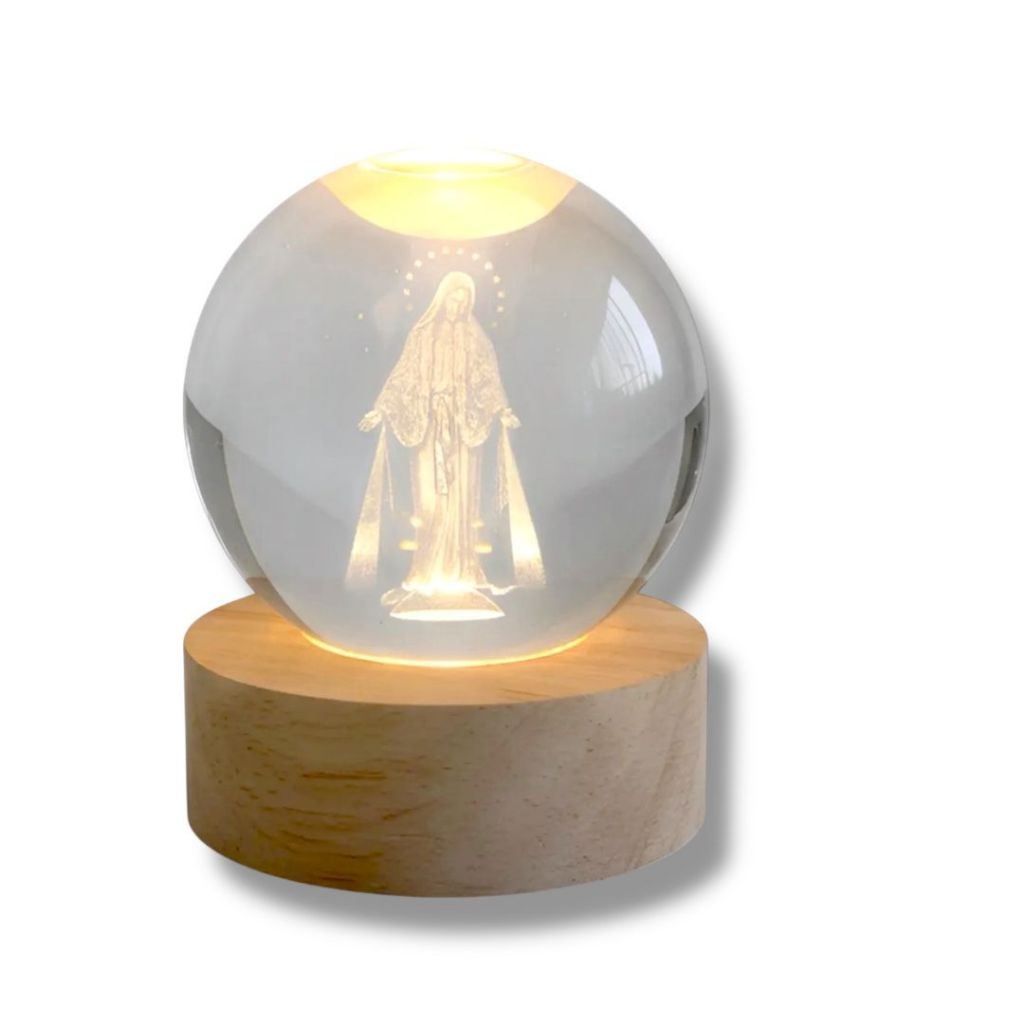 Luminária de Mesa Abajur Led Vidro 3D Religiosa Nossa Senhora das Graças Decoração Sala Quarto em Oferta na Shopee